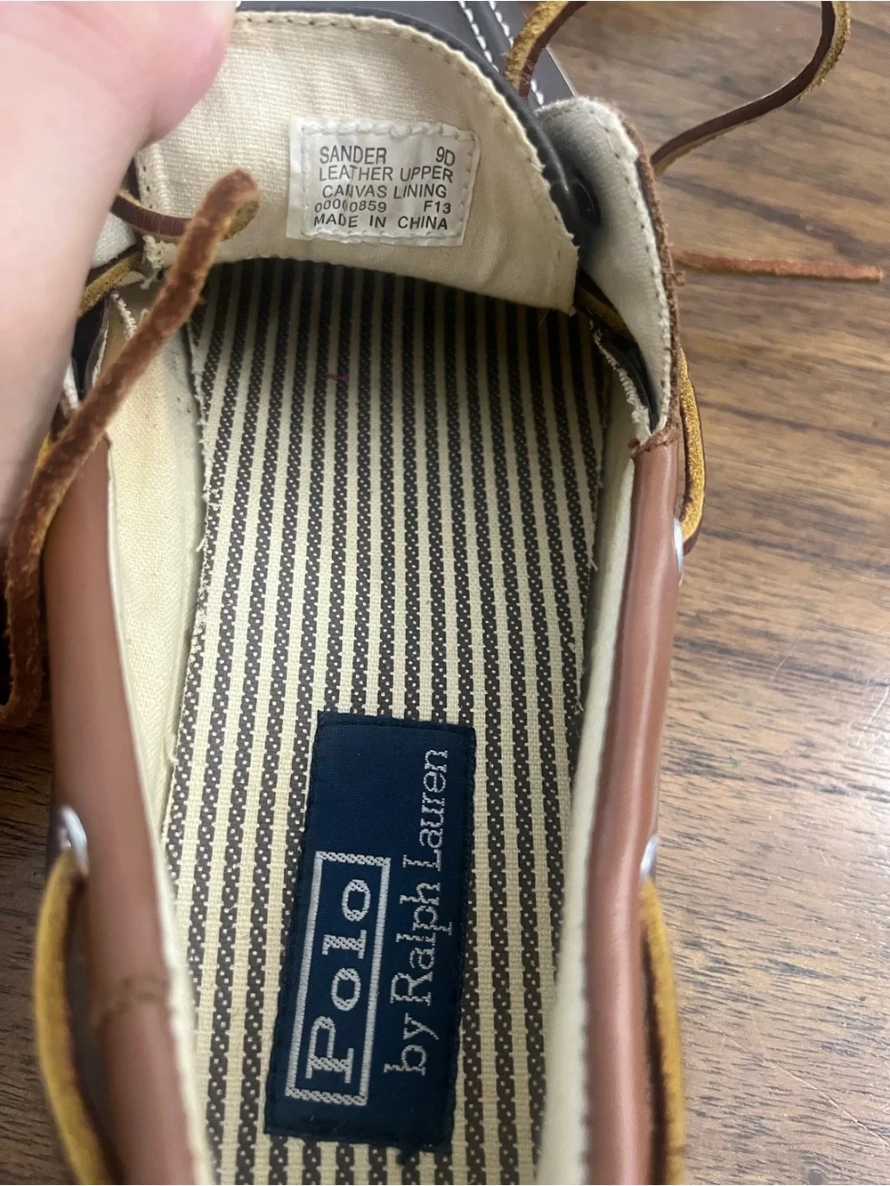 Polo Ralph Lauren Sander Two-Tone Leather Boat Shoes Brown Mens 9D
